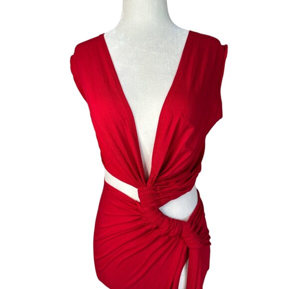 Sid Neigum Triple Loop Knit Dress in Red X-Small New Womens Long Maxi Gown - Picture 10 of 16